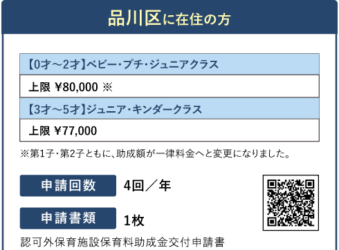 品川区 保育助成金案内